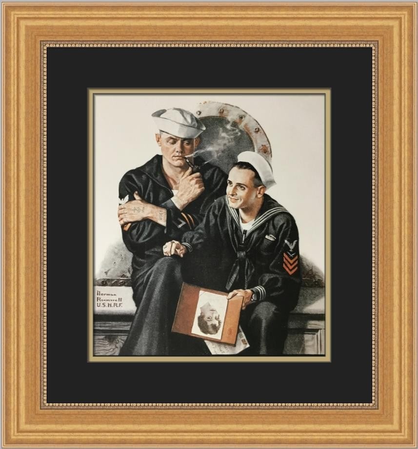 Norman Rockwell Reminiscing Framed Print 1975 Americana 20x18 (1 of 2)