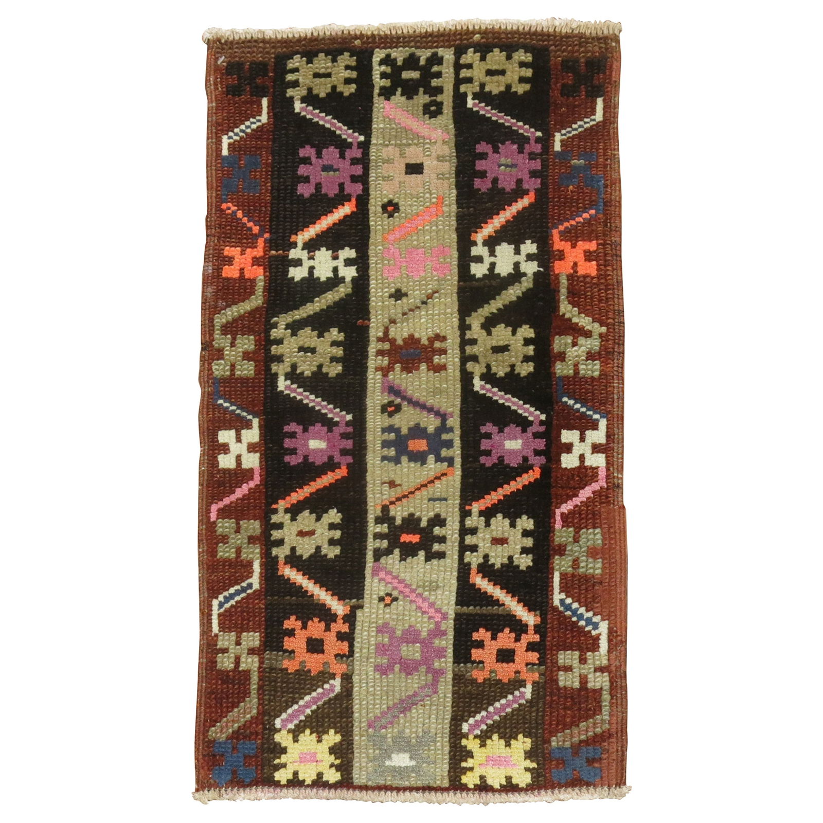 Unique Vintage Turkish Konya Rug Mid-Century Modern Wool 18x31 (1 of 4)