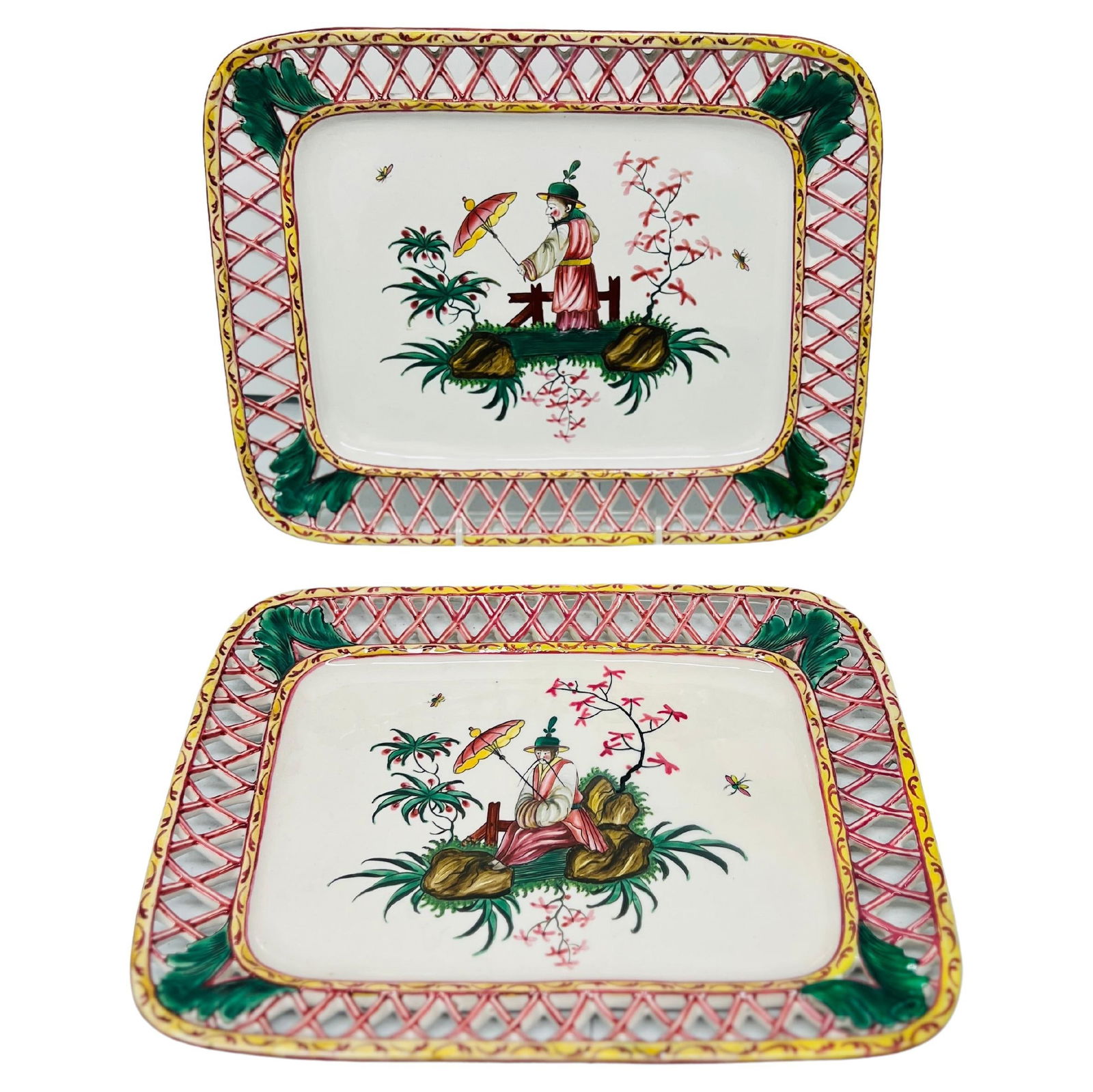 Antique French Faience Chinoiserie Pierced Platters C.1880 (1 of 7)