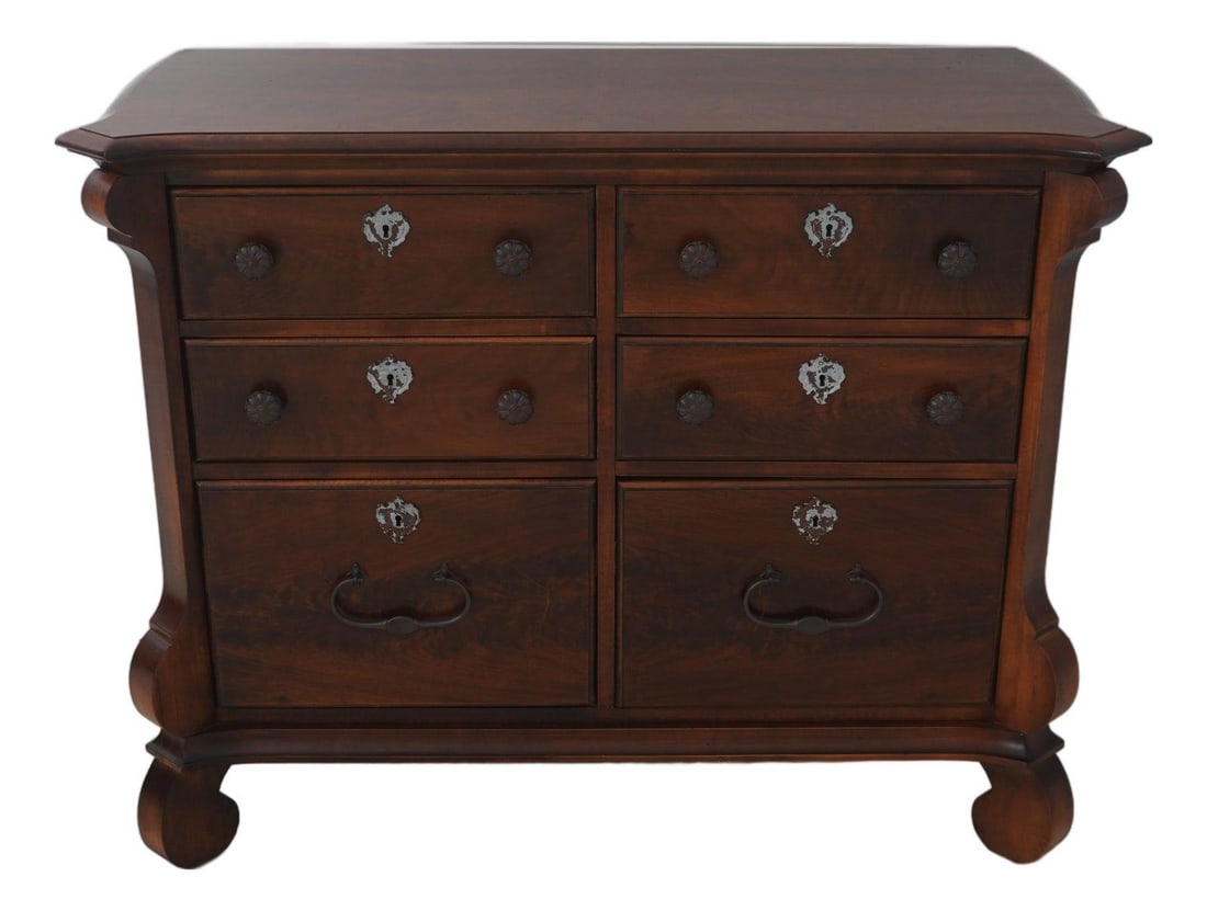 Continental Style Walnut Dresser With Six Drawers Baroque Design (1 of 10)