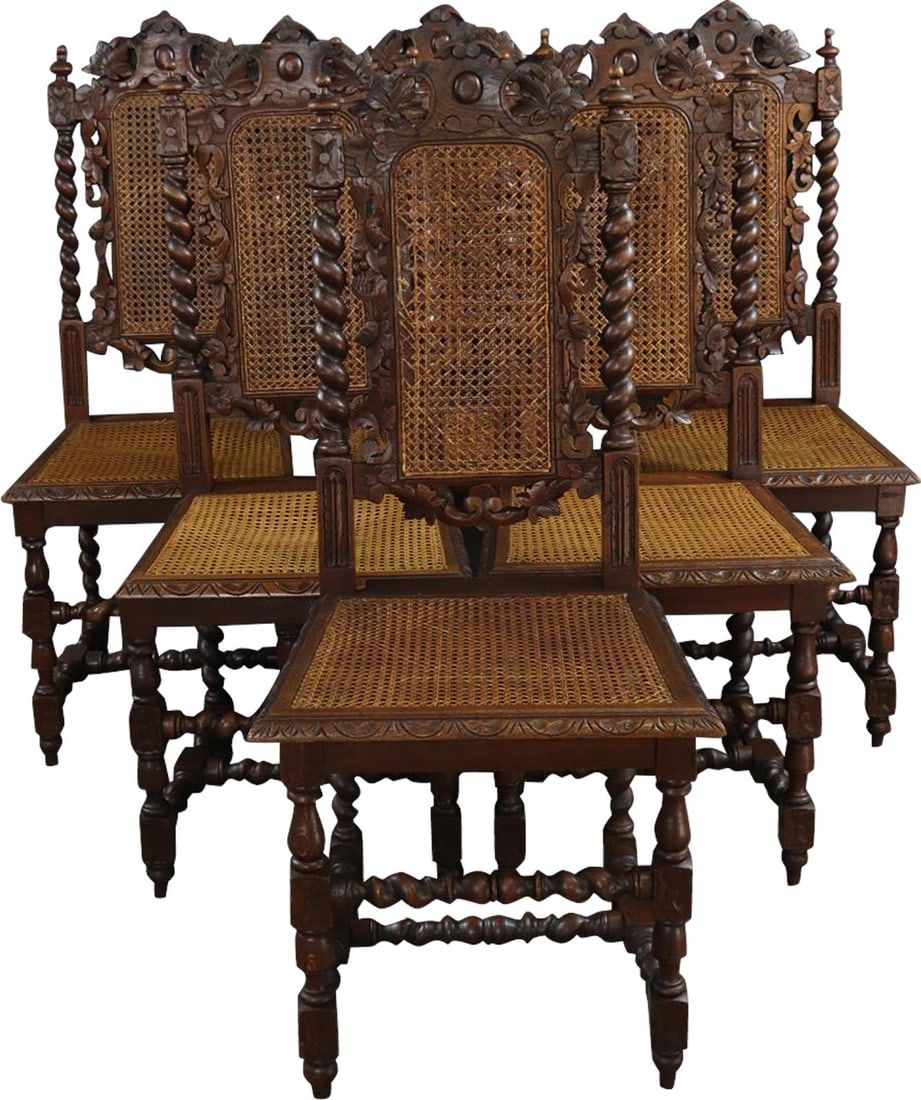 19th Century Rustic French Oak Dining Chairs Set (1 of 14)
