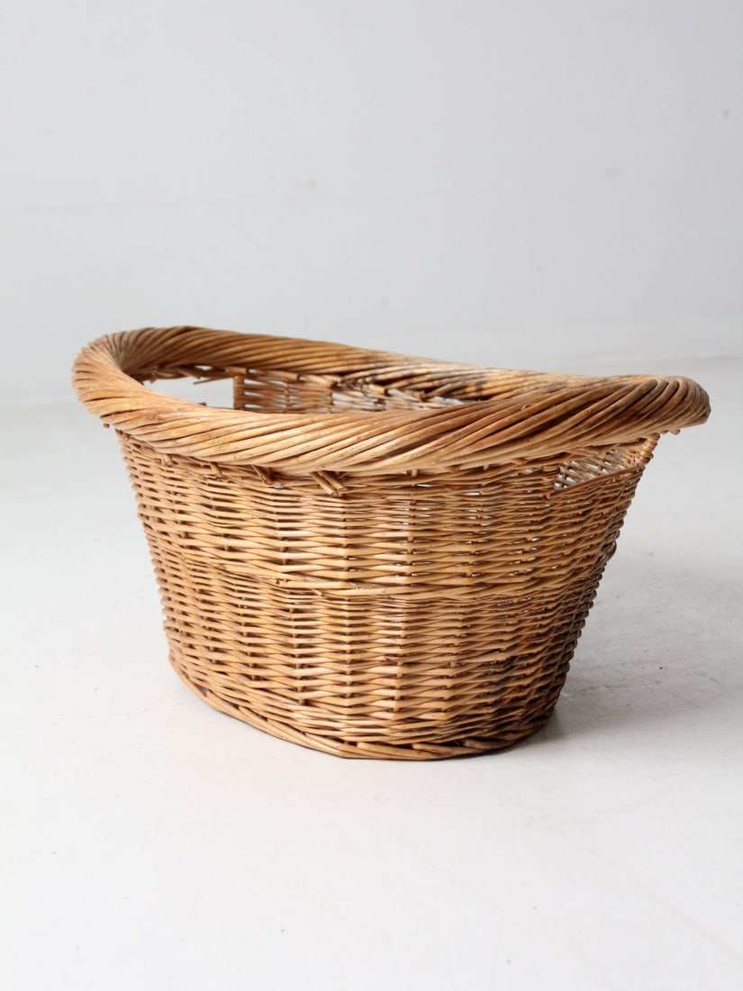 Vintage Wicker Laundry Basket with Inset Handles (1 of 11)