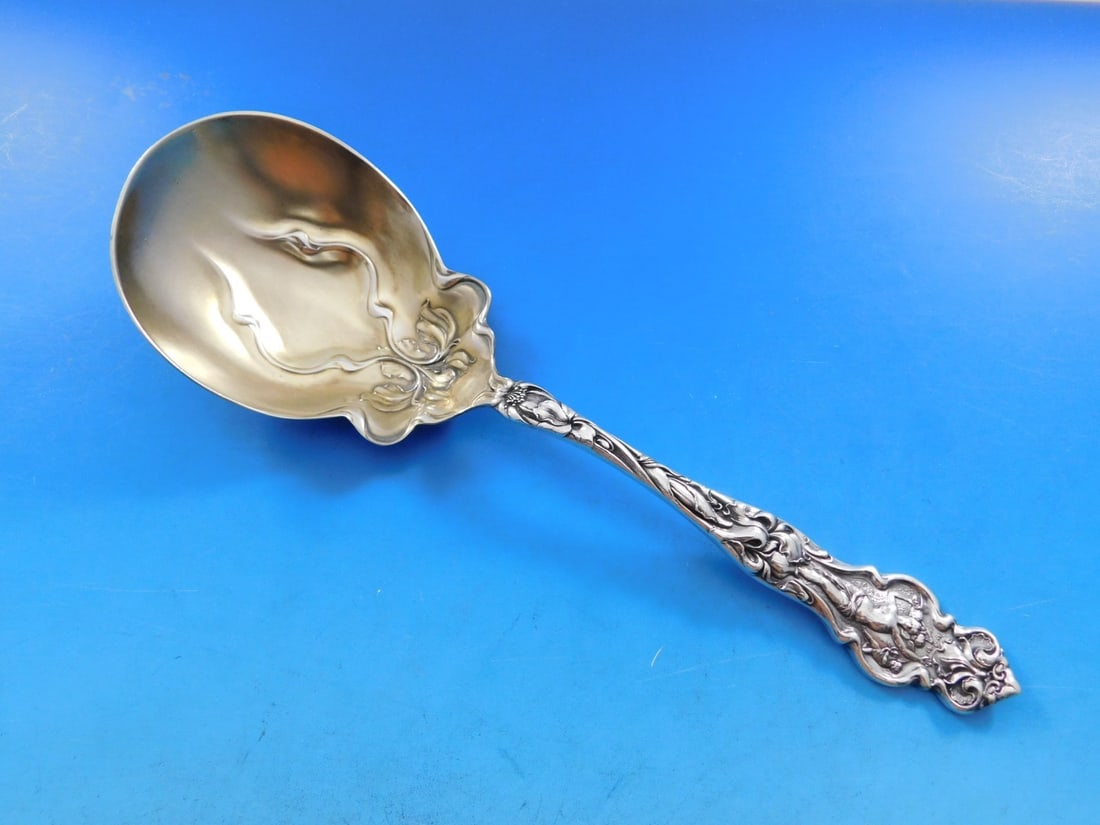Wallace Irian Sterling Silver Gold-Washed Berry Spoon 8 5/8" (1 of 4)