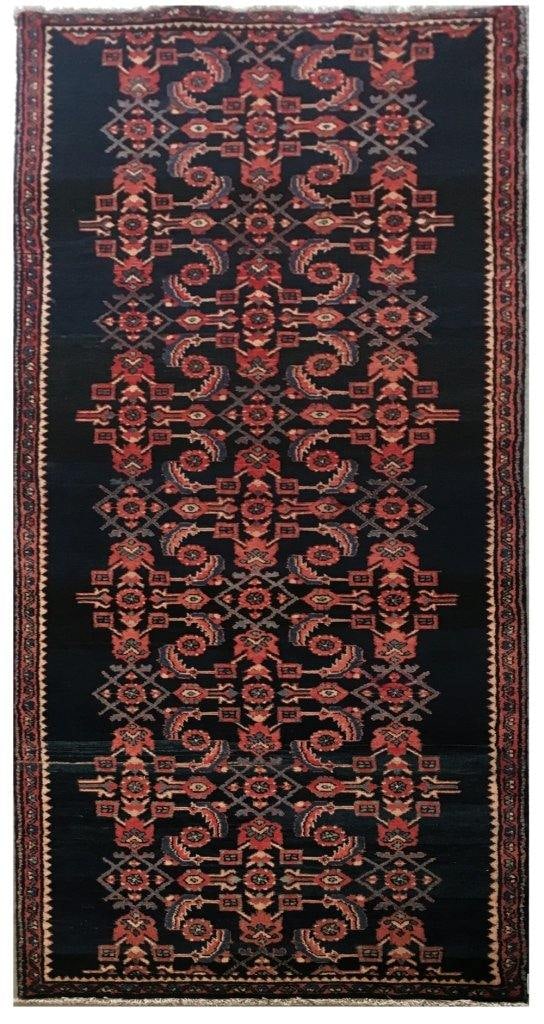 Handcrafted 3'2" x 11'6" Dark Blue Persian Hamadan Runner Rug (1 of 7)