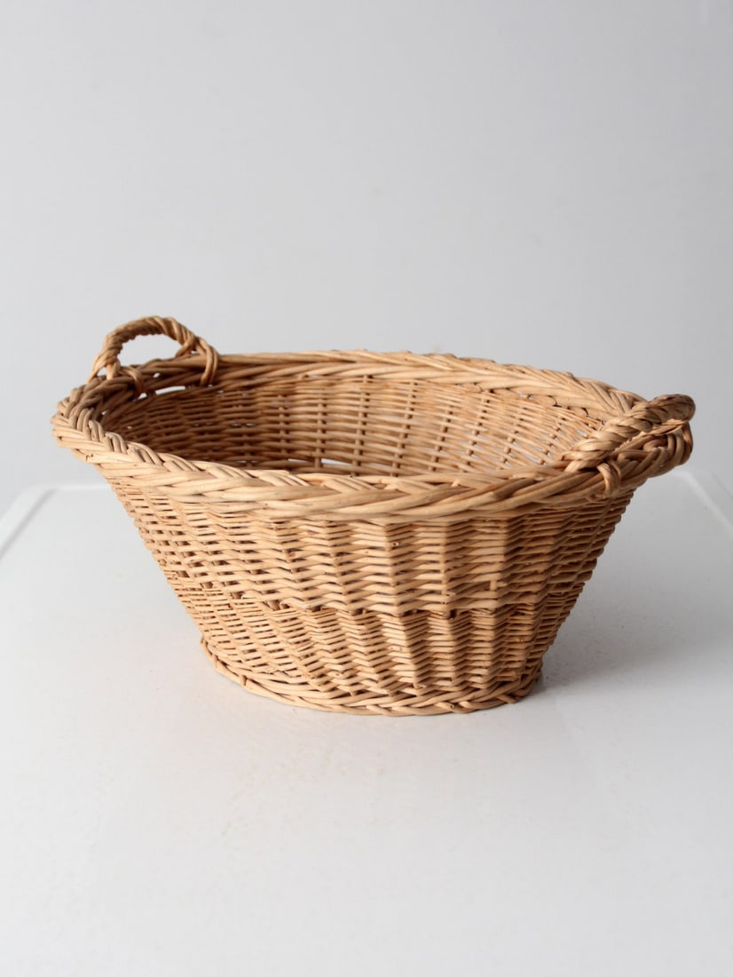 Vintage Oval Woven Harvest Basket with Braided Detailing (1 of 12)