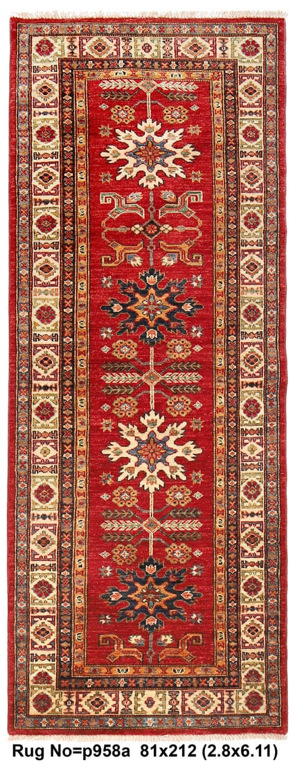 Handmade 2.8 x 7 Kazak Runner Soft Silky Fine Wool (1 of 8)