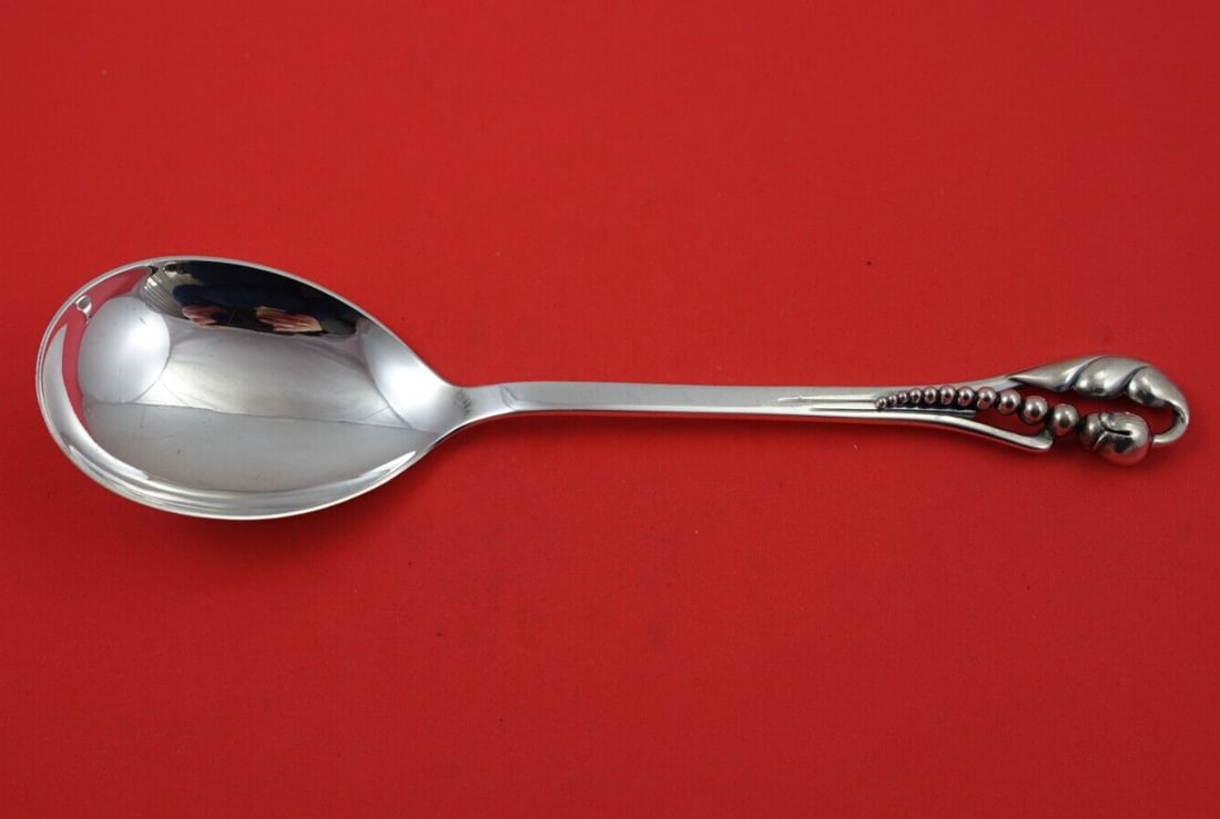 SVT Blossom .925 Silver Berry Serving Spoon 10 1/4" Scandinavian Heirloom (1 of 3)