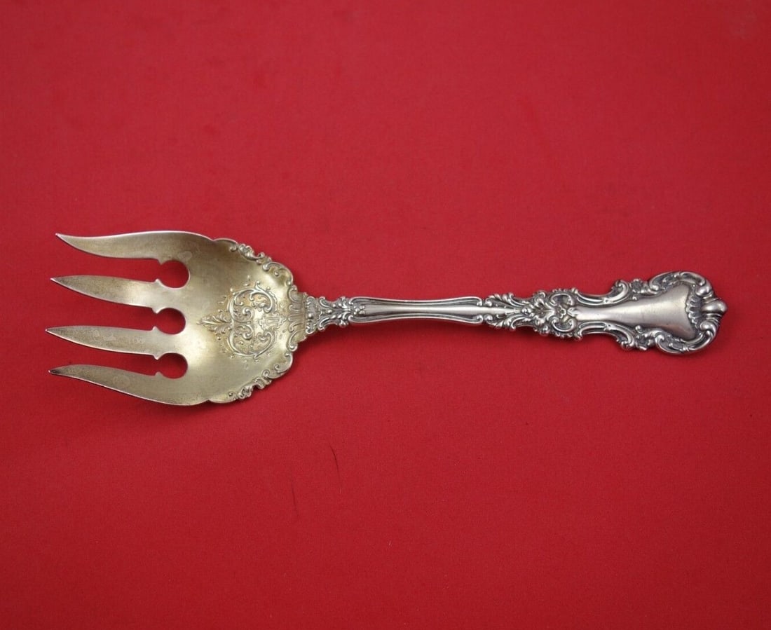 Avalon International Sterling Silver Fish Serving Fork Gold Wash 8 1/4" (1 of 3)