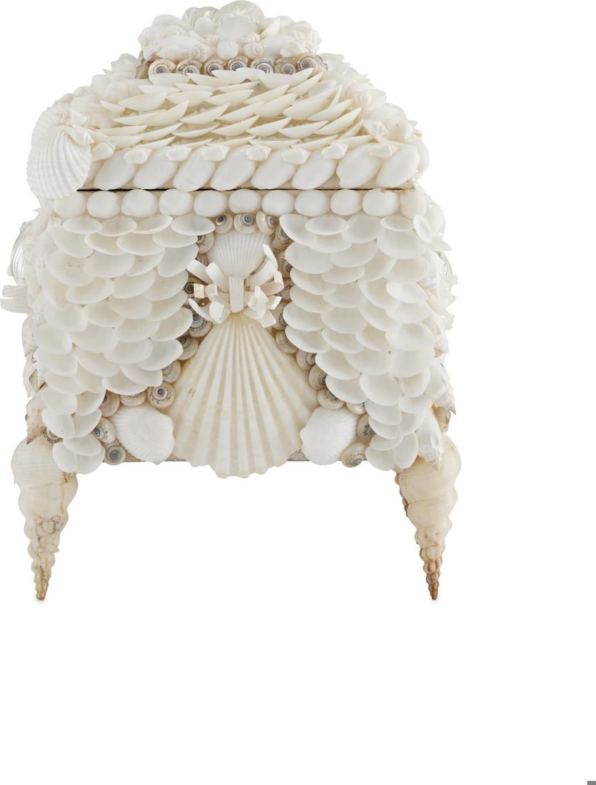 Currey Victorian Style Shell Jewelry Box 10 x 10 x 8 White (1 of 6)