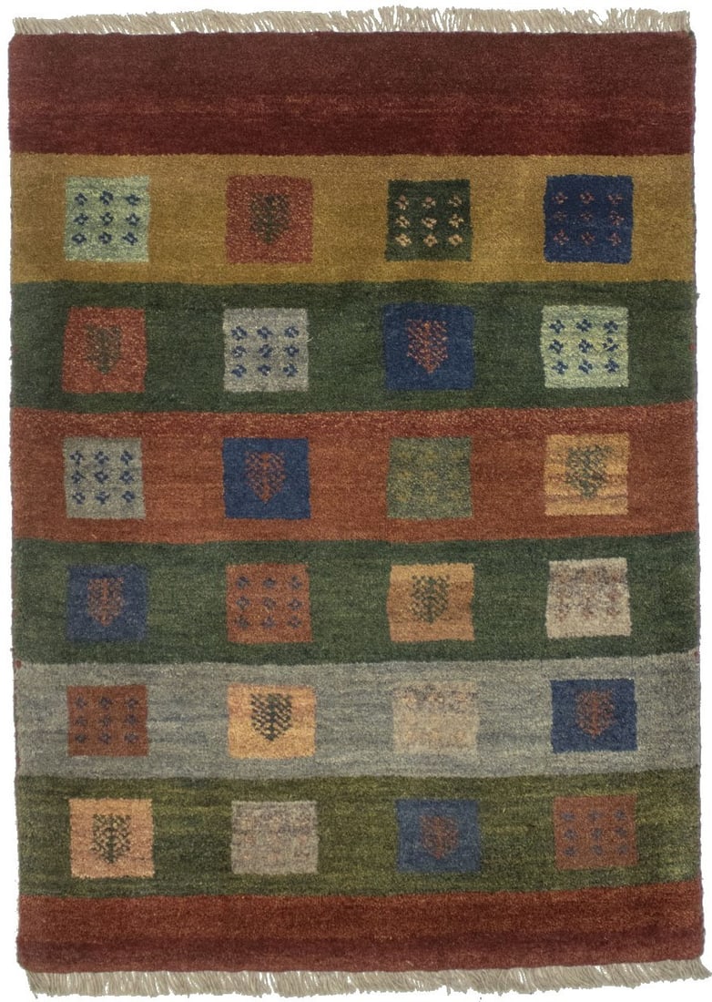 Hand-Knotted Multicolored Gabbeh Tribal Rug 2'7 x 3'8 Eco-Friendly (1 of 11)