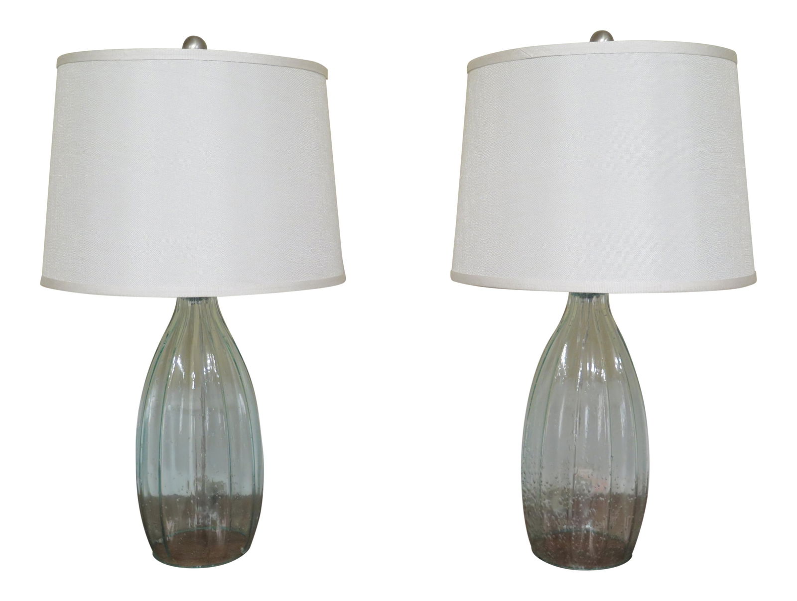 Elegant Pair of Modern Blown Glass Table Lamps with Shades (1 of 9)