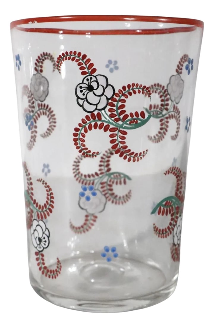 J & L Lobmeyr Attributed Hand Painted Glass Vase (1 of 8)