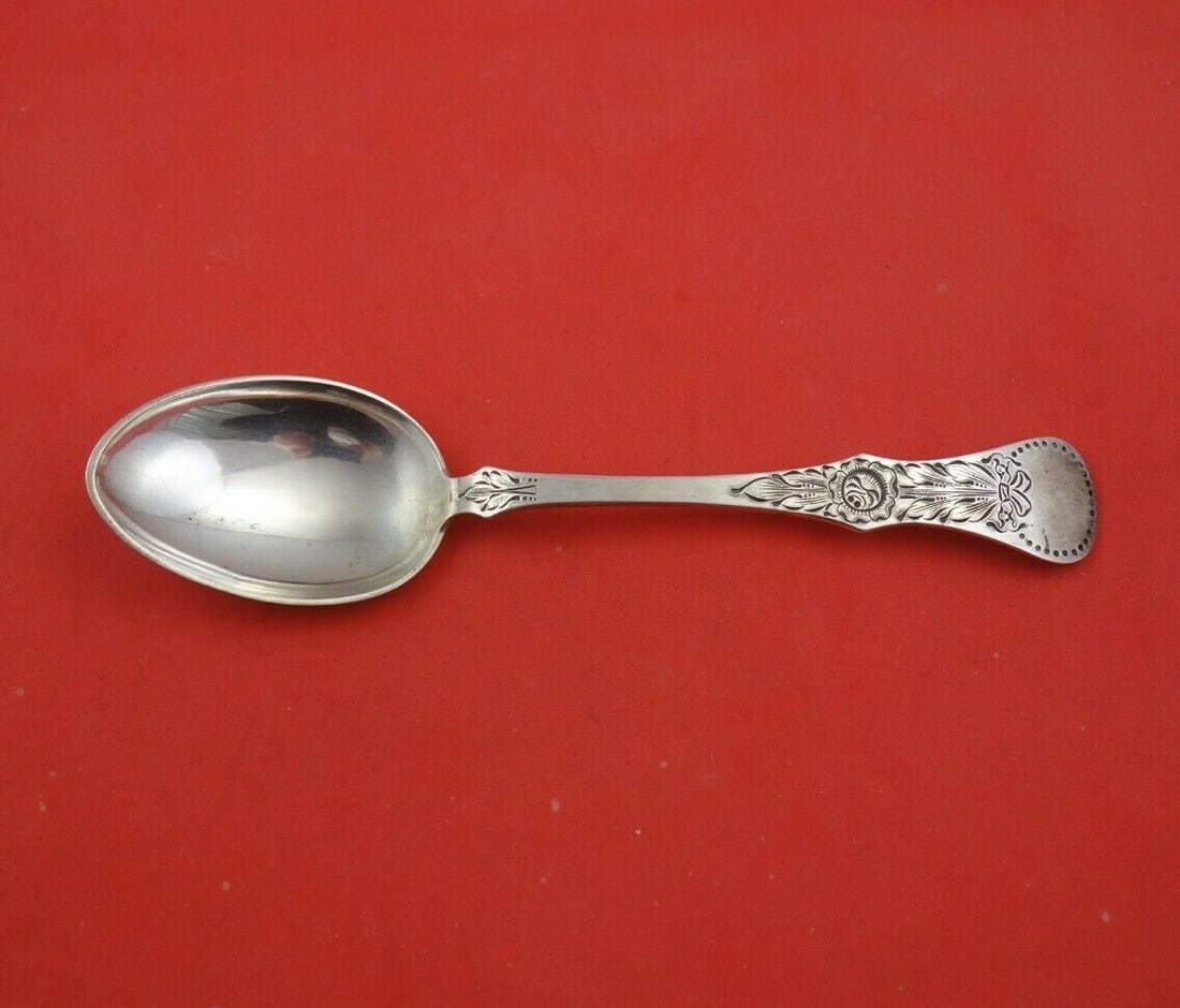 Norwegian Sterling Silver Flat Rose Dinner Spoon 7 3/4 inches (1 of 3)