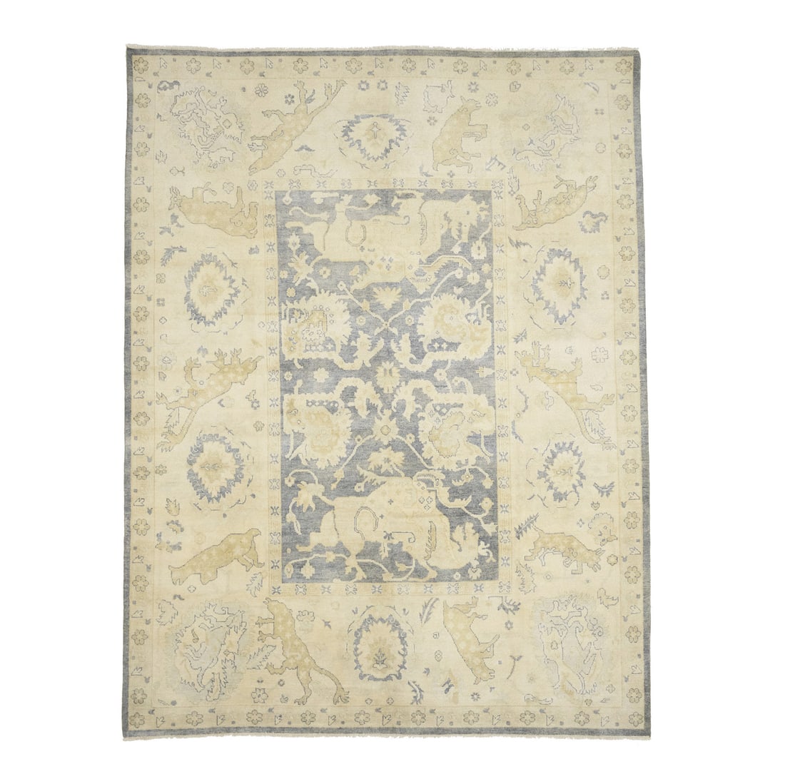 Handmade Oushak Floral Area Rug 9x12 ft Wool Traditional Decor (1 of 13)