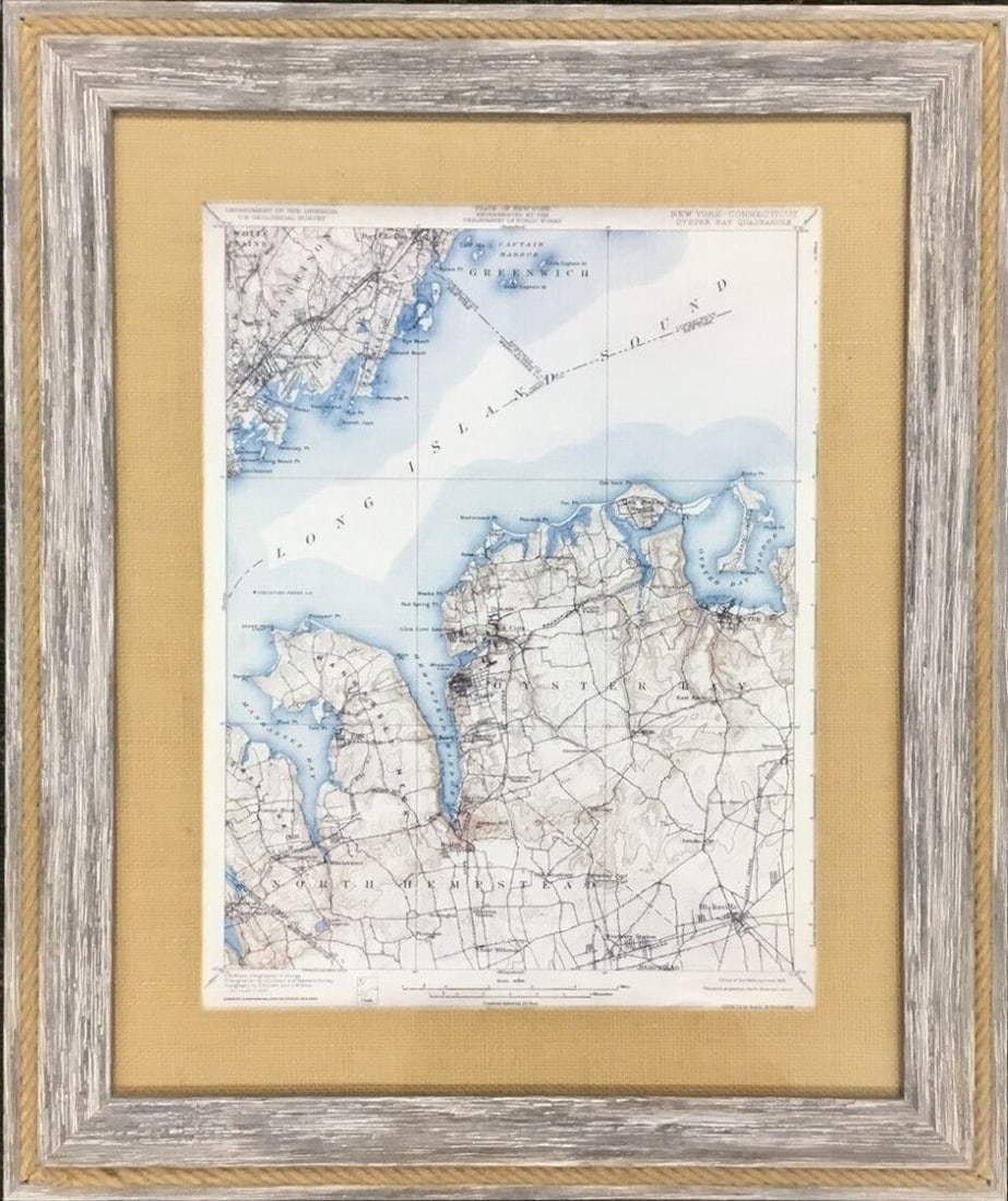 1933 Oyster Bay New York Vintage Map Custom Framed Museum Quality (1 of 7)