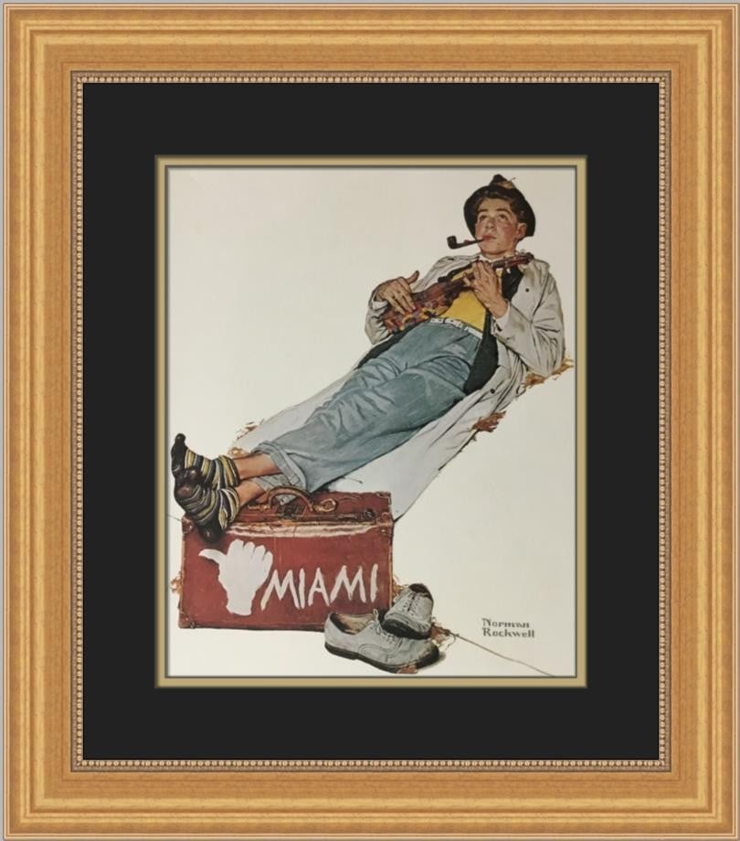 Norman Rockwell Miami Bound Custom Framed Art Print 1975 (1 of 2)