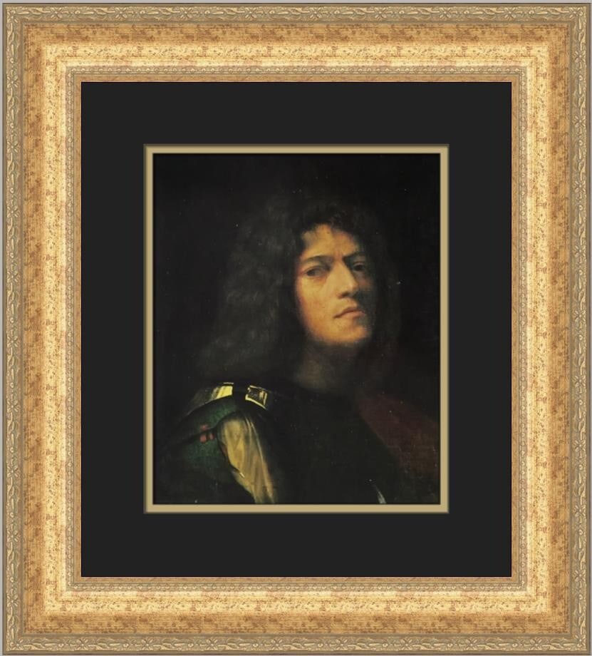 Giorgione Self-Portrait Custom Framed Print 1977 Expressionism Art: Giorgione Self-Portrait Custom Framed Print 1977 Expressionism Art This exquisite Giorgione Self-Portrait print is custom framed and ready to display. Measuring 19 in x 17 in overall, this portrait-or