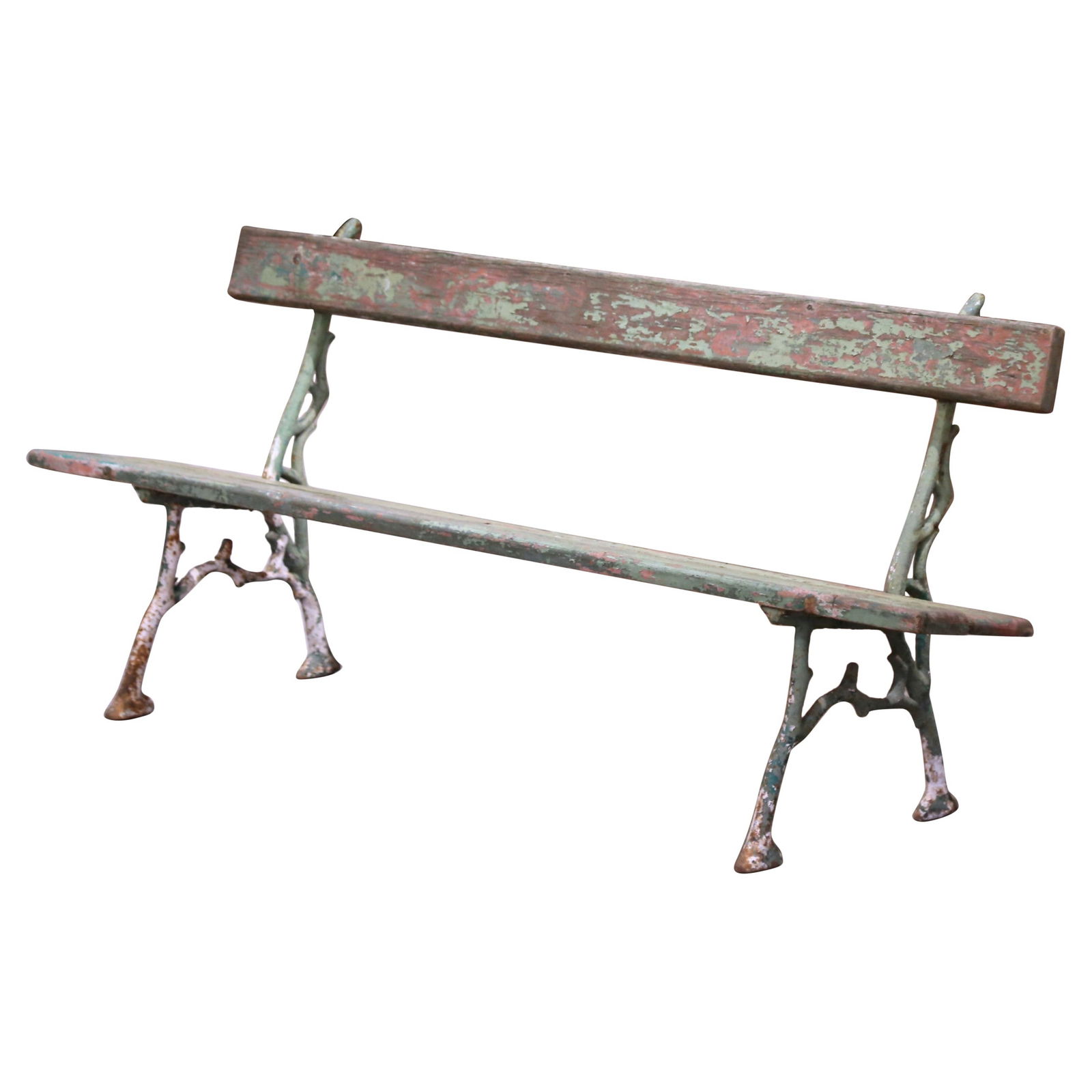 Antique French Carved Oak and Iron Garden Bench circa 1900 (1 of 9)