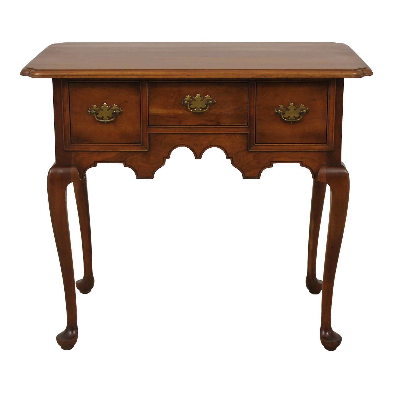 Stickley Queen Anne Solid Cherry Lowboy Dressing Table with Brass Hardware (1 of 10)