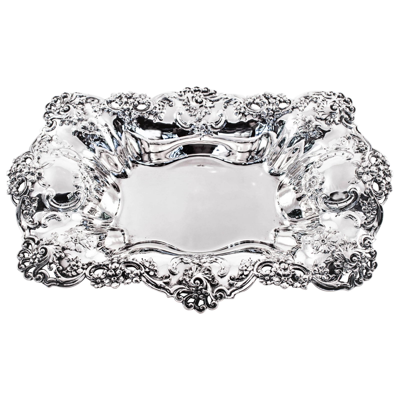 Redlich & Co Oblong Sterling Silver Dish 1936 Elegant Floral Design (1 of 8)