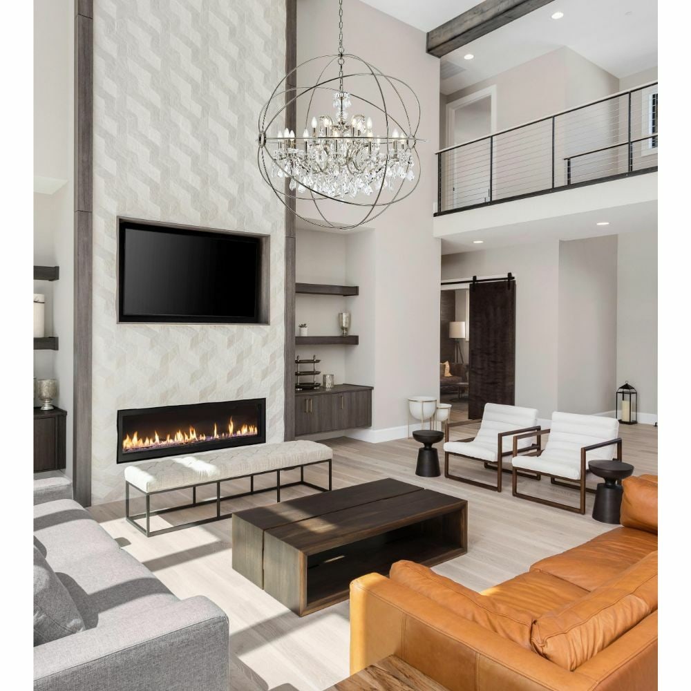 Geneva 18-Light Polished Nickel Chandelier 46in Modern Design: Geneva 18-Light Polished Nickel Chandelier 46in Modern Design Illuminate your space with this stunning Geneva 18-Light Chandelier, featuring a modern polished nickel finish. This exquisite fixture com