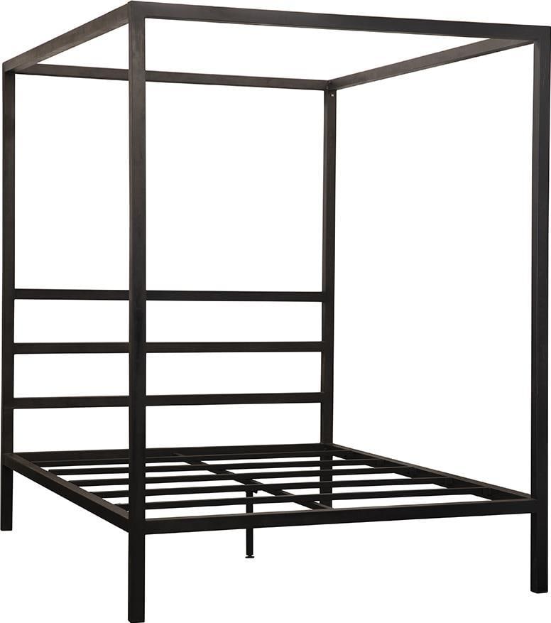 Lennox Gunmetal Queen Canopy Bed Industrial Style Brass Iron (1 of 2)