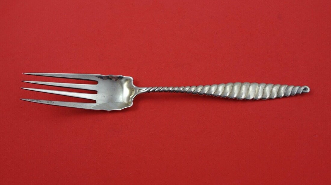 Whiting Sterling Silver Oval Twist Cold Meat Fork 9.25 Inch (1 of 2)