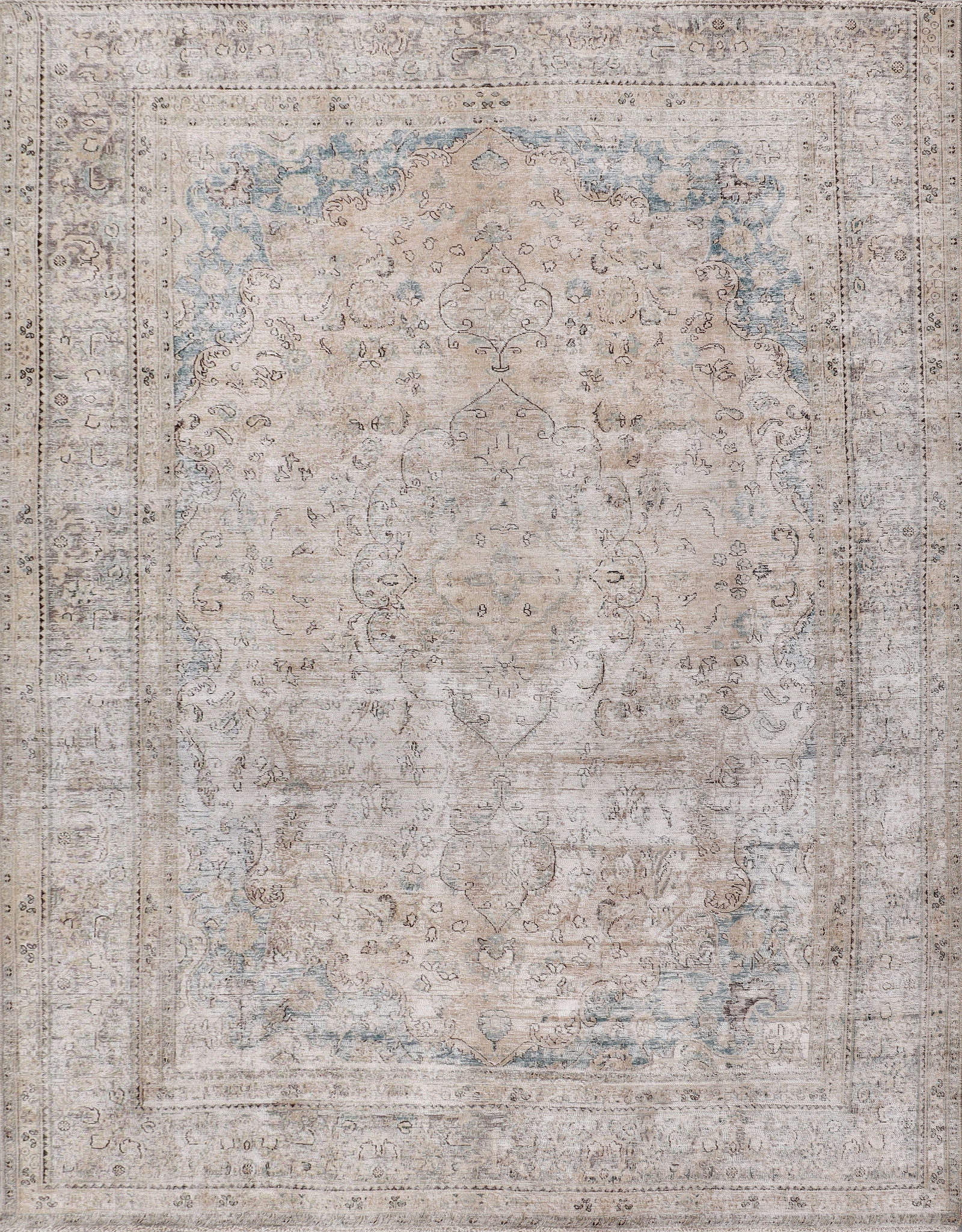 9' x 12' Vintage Persian Hand-knotted Wool Rug in Neutral Gray Taupe (1 of 6)