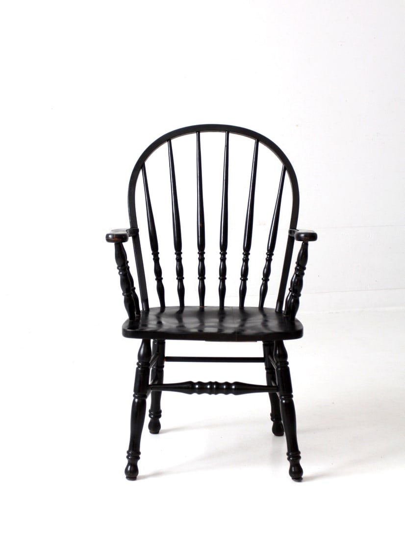 Classic Vintage Black Windsor Arm Chair with Spindle Back (1 of 11)
