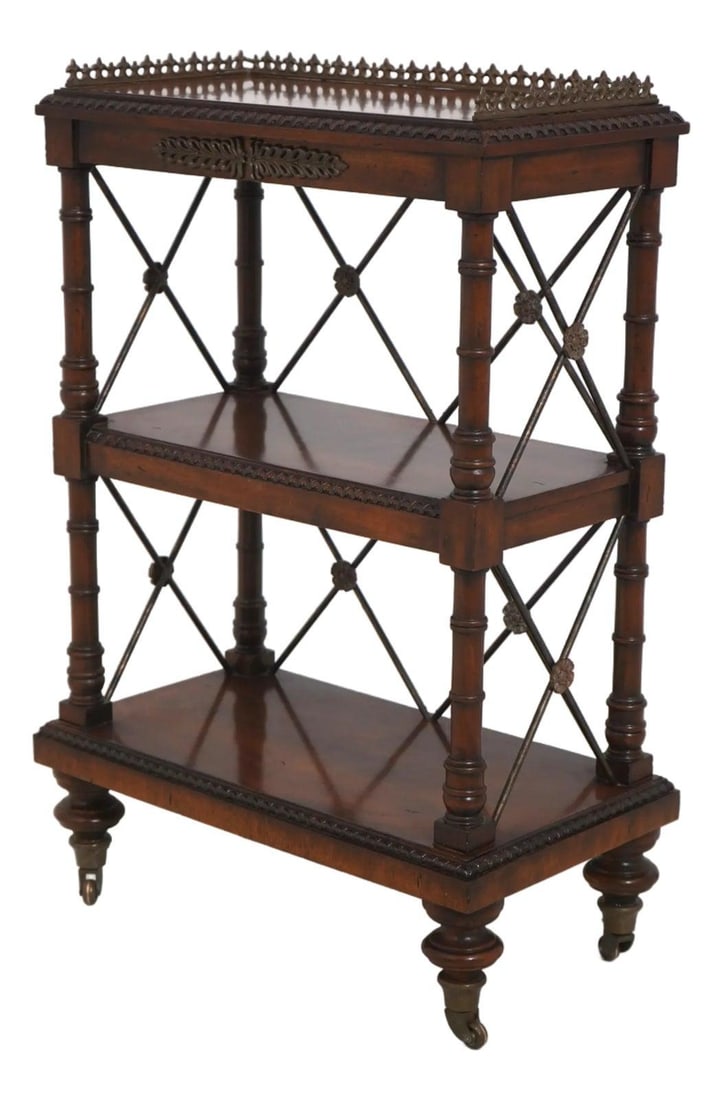 Three Level Mahogany Regency Inspired Stand with Brass Accents (1 of 10)