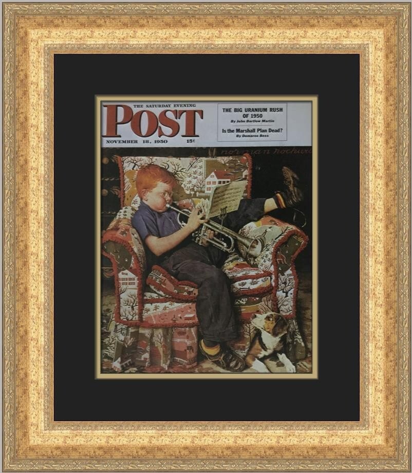 Norman Rockwell The Trumpeter Framed Print 21x18 Open Edition: Norman Rockwell The Trumpeter Framed Print 21x18 Open Edition This stunning custom framed print features Norman Rockwell's iconic artwork titled "The Trumpeter." Measuring 21 in. by 18 in., this piece