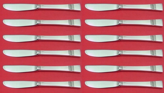 Reed and Barton Diadem Sterling Silver Butter Spreader Set 12 pcs (1 of 1)