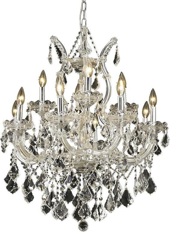 Elegant 13-Light Rococo Chandelier Chrome Finish Royal-Cut Crystals (1 of 1)