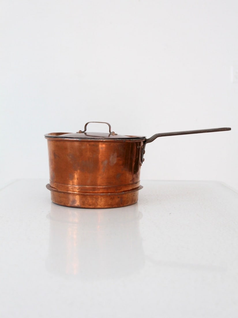Antique Copper Double Boiler Pot with Iron Handle 4L (1 of 14)