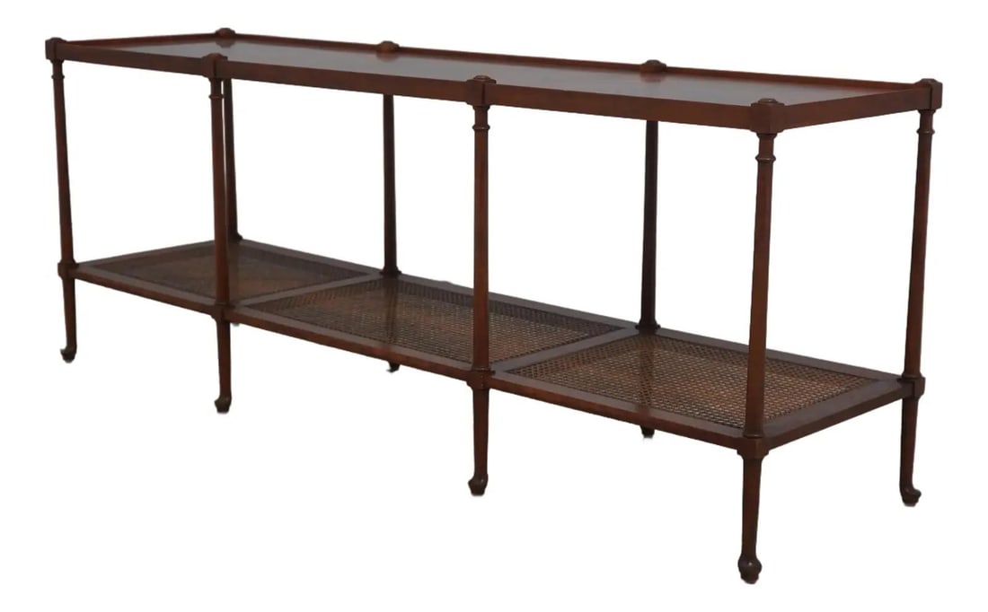 Baker 8 Leg George III Walnut Console Table with Cane Shelf (1 of 10)