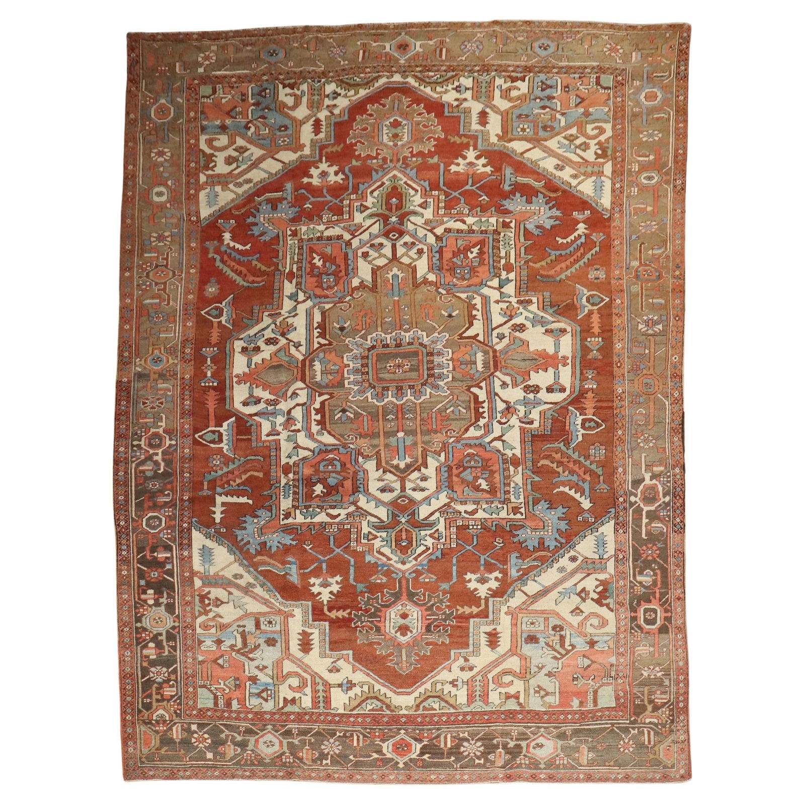 Antique Persian Serapi Heriz Rug 9'4" x 13'2" Hand-Woven Wool circa 1900 (1 of 13)