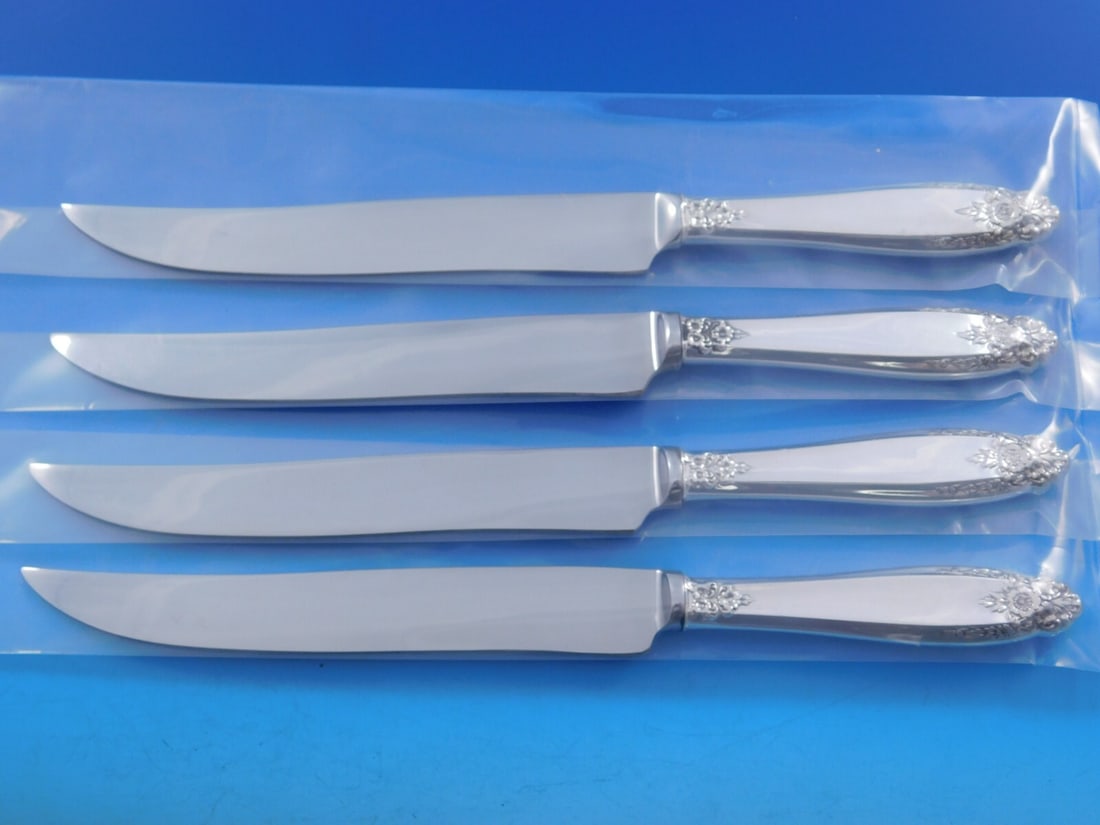 Prelude International Sterling Silver Steak Knife Set 4pc Vintage Texas Size (1 of 4)