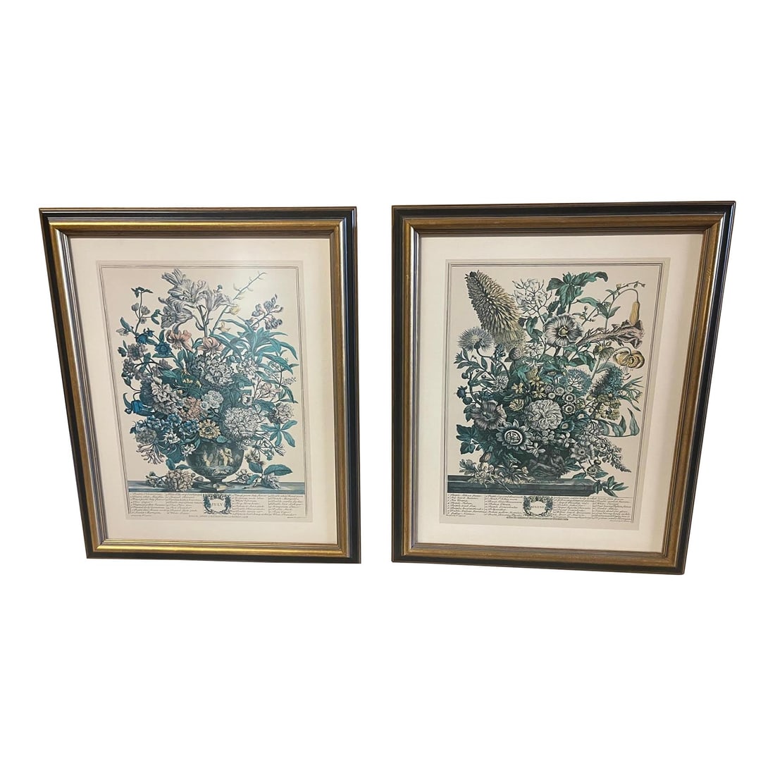 Elegant Pair of Framed Anniversary Prints July August Black Gold Frame (1 of 10)