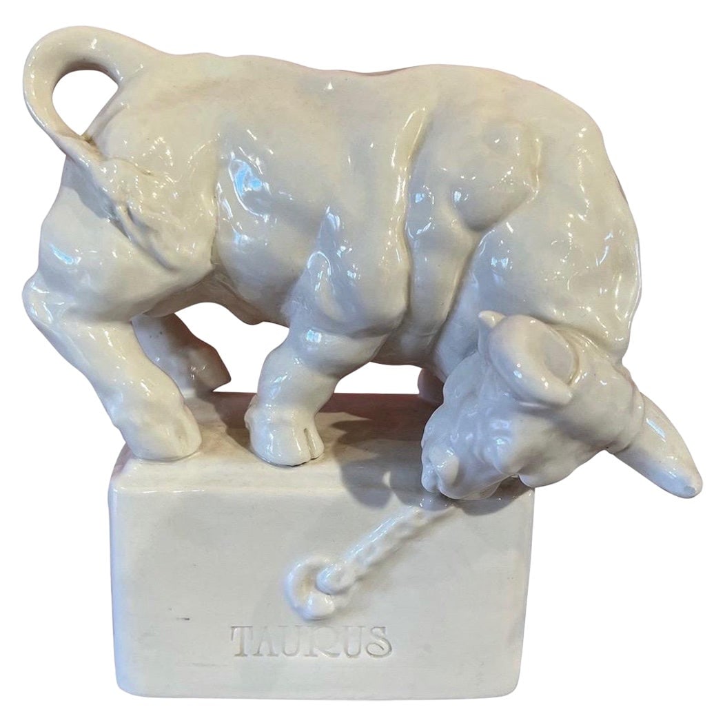 Cacciapuoti 1950s Italian Taurus Zodiac Ceramic Figure 6x6x4: Cacciapuoti 1950s Italian Taurus Zodiac Ceramic Figure 6x6x4 This stunning 1950s Italian Taurus zodiac figure, crafted by renowned artist Cacciapuoti, showcases exquisite craftsmanship and attention t