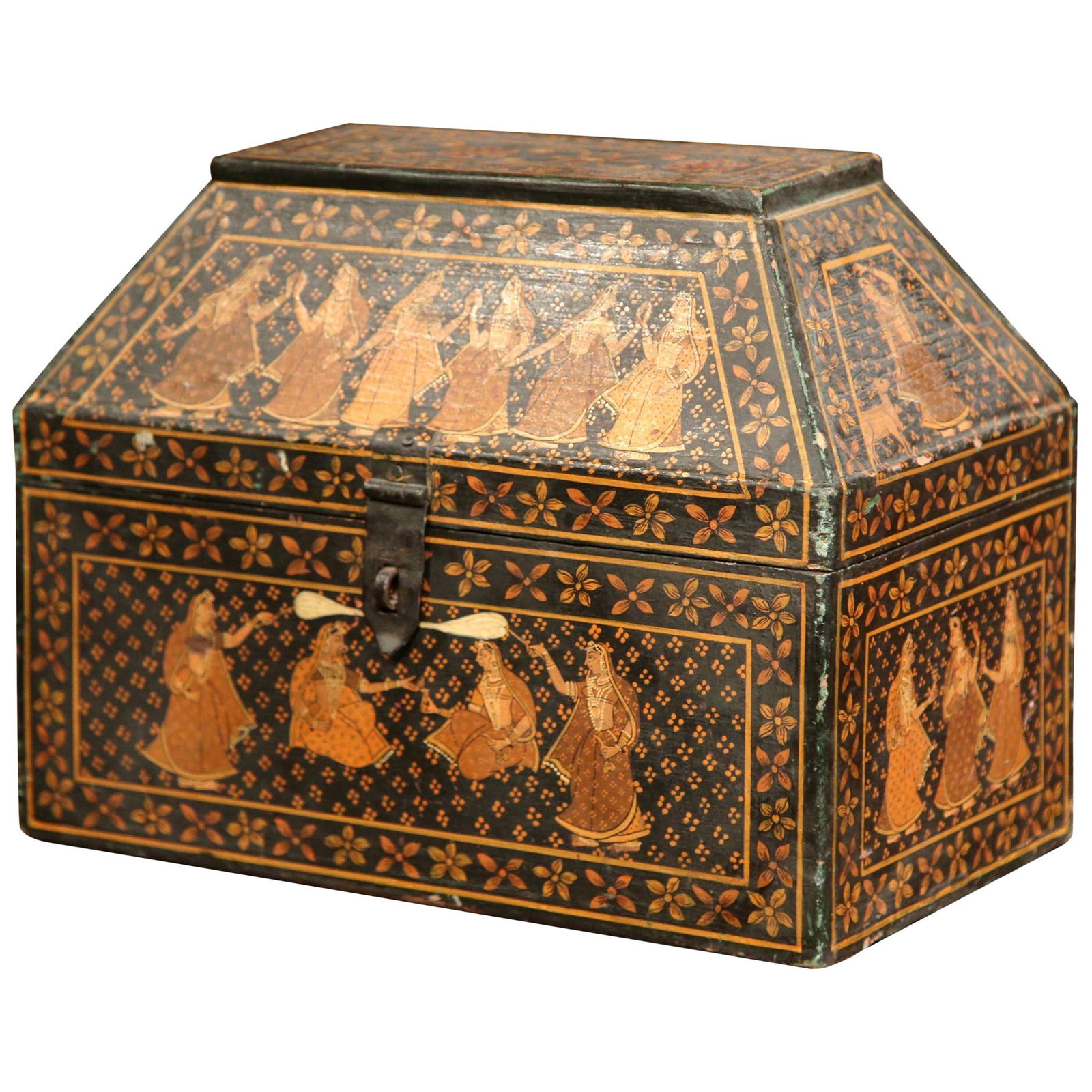 Antique 19th Century French Hand-Painted Orientalist Storage Box (1 of 8)