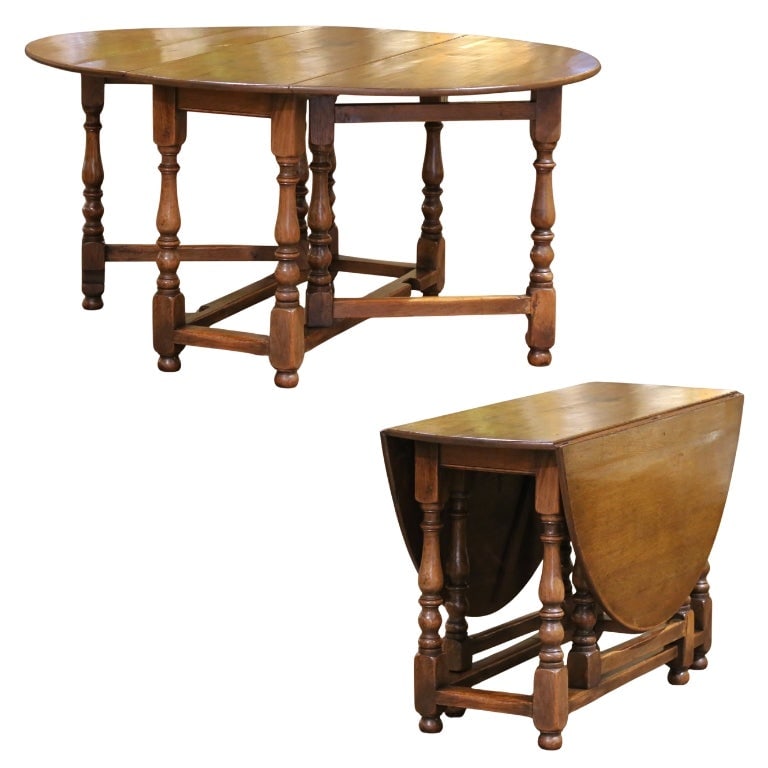 Antique Jacobean Oak Gateleg Drop-Leaf Table England 1860 (1 of 11)