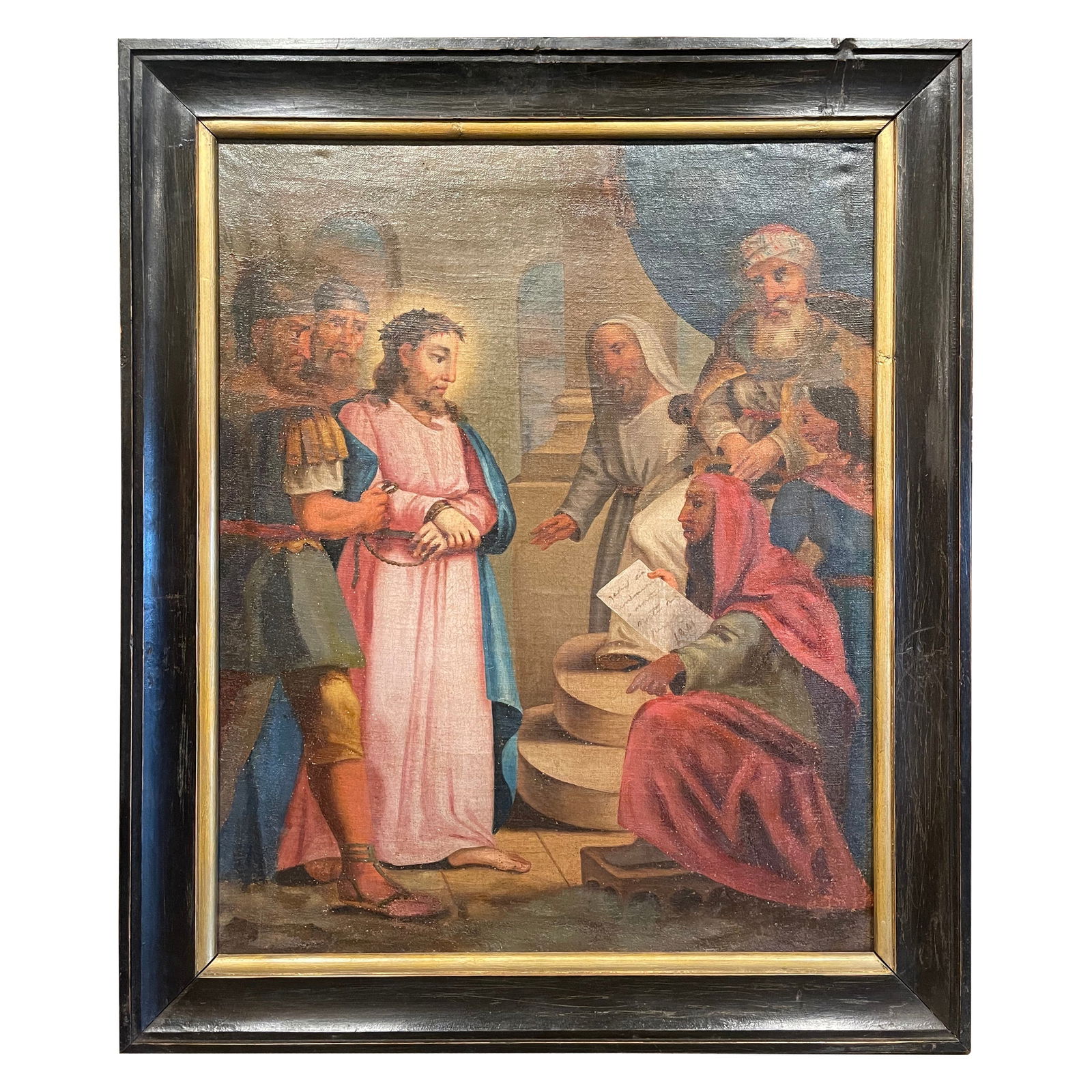 18th Century French Oil Painting First Station of the Cross Hand-Painted Canvas (1 of 9)