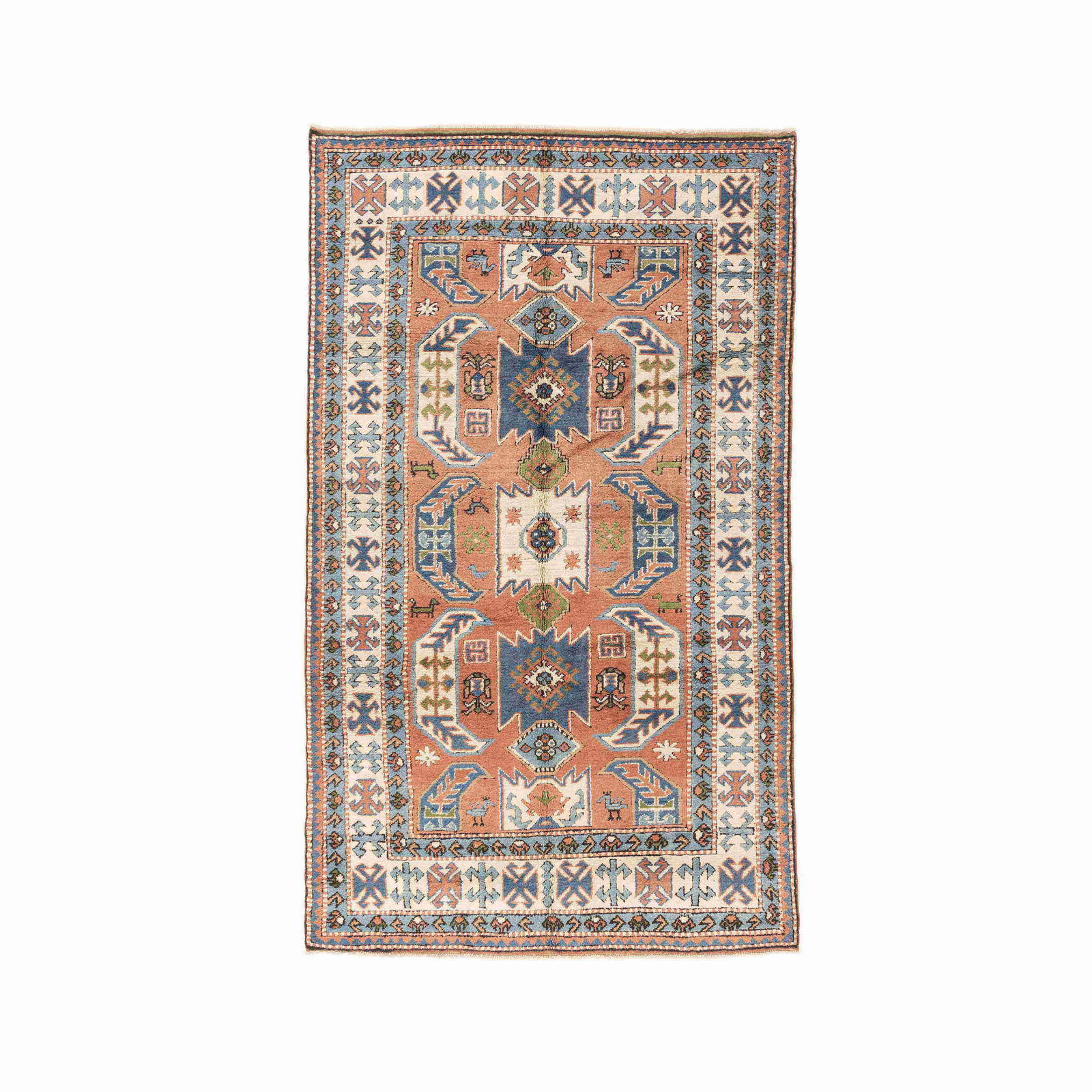 Authentic Handmade Kars Wool Carpet 64.2 x 110.2 Inch Double Knots: Authentic Handmade Kars Wool Carpet 64.2 x 110.2 Inch Double Knots This authentic handmade Kars carpet features a luxurious wool on wool construction, crafted using double knots for exceptional durabi