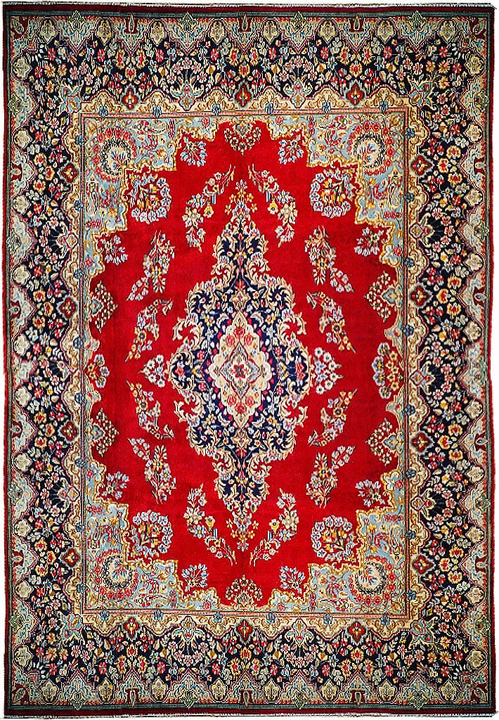 9'9" x 12'10" Handmade Red Persian Kerman Rug from Iran (1 of 6)