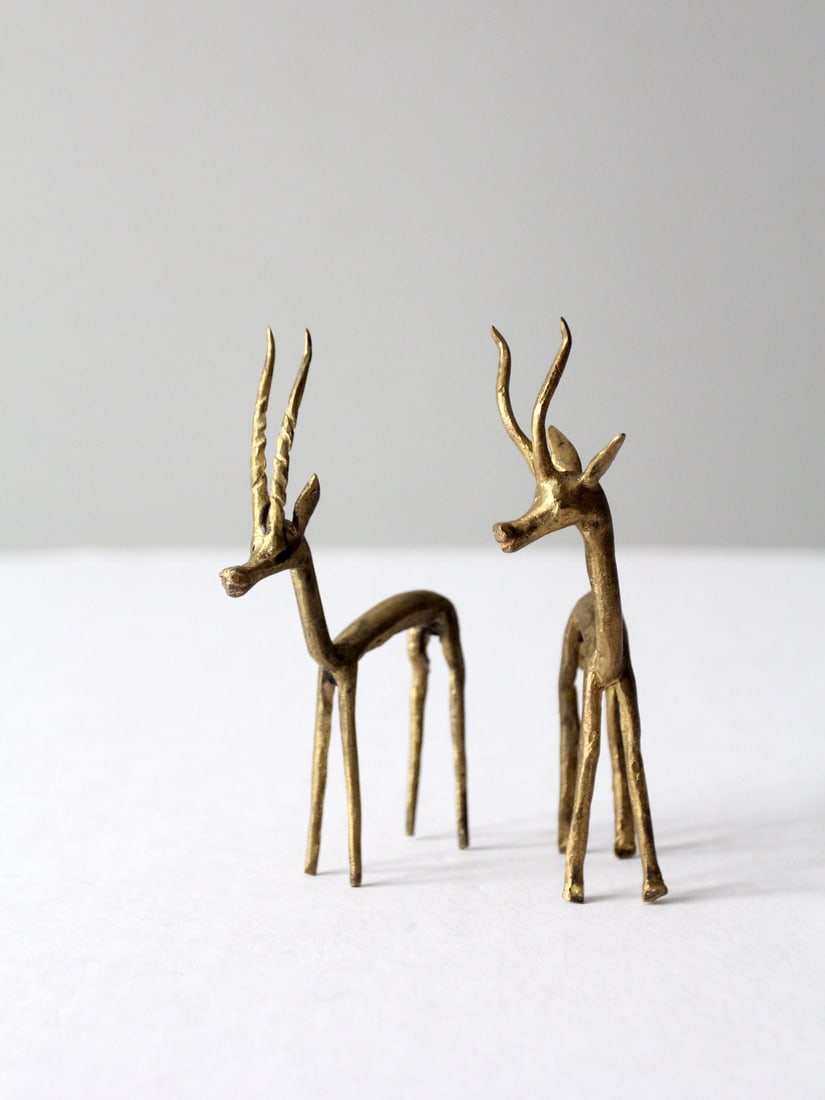 Mid Century Brass Gazelle Sculptures Pair Vintage Decor (1 of 11)