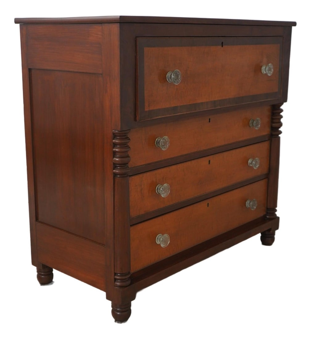 American Empire Butler Desk Chest Cherry Birdseye Maple C.1820-1860 (1 of 10)