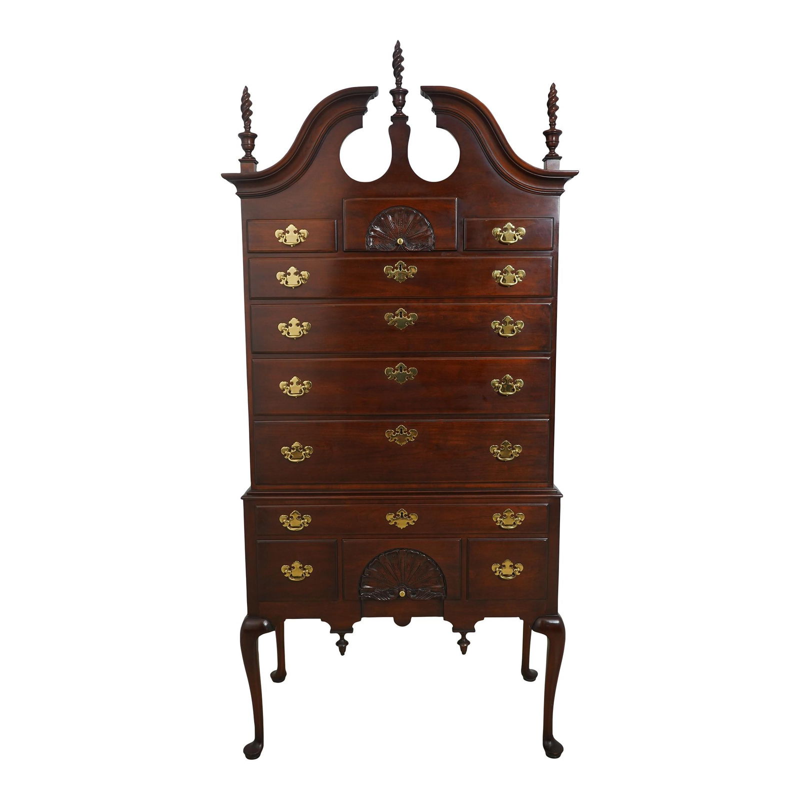 Statton Cherry Wood Highboy Chest with Brass Hardware (1 of 10)