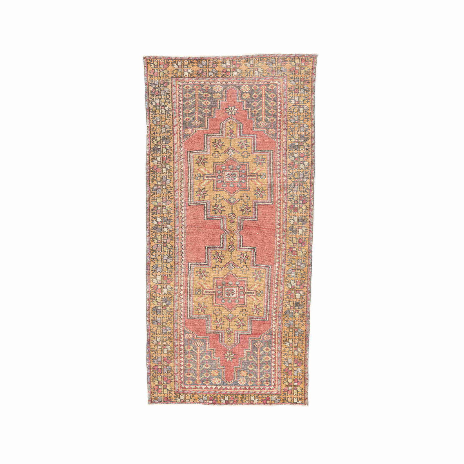 Authentic Vintage Handmade Wool on Cotton Carpet 47.2 x 98.4 Inches (1 of 8)