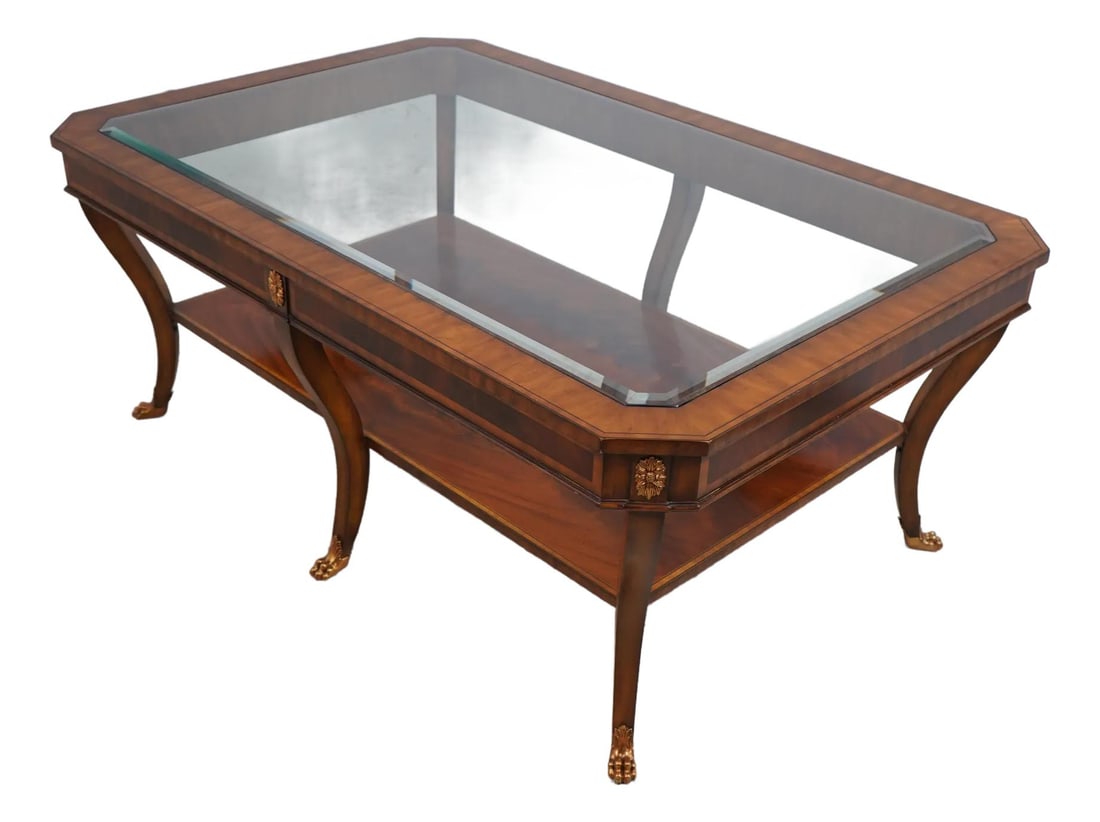 Maitland Smith Model 3336-004 Empire Style Coffee Table with Beveled Glass Top (1 of 10)