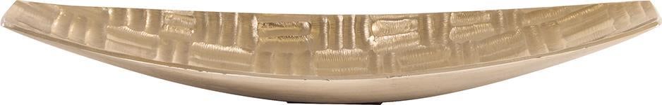 Howard Elliott Gold Textured Aluminum Oval Bowl Decor 27.5": Howard Elliott Gold Textured Aluminum Oval Bowl Decor 27.5" This elegant elongated gold bowl is crafted from textured aluminum, making it a stunning decorative piece for any setting. With a striking m
